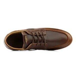 Lacoste Men's Marina Brown Sneakers Boat Shoes Sz 9 42 Leather Designer Casual